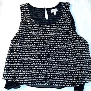 Bisou Bisou black & white retro sleeveless top XL